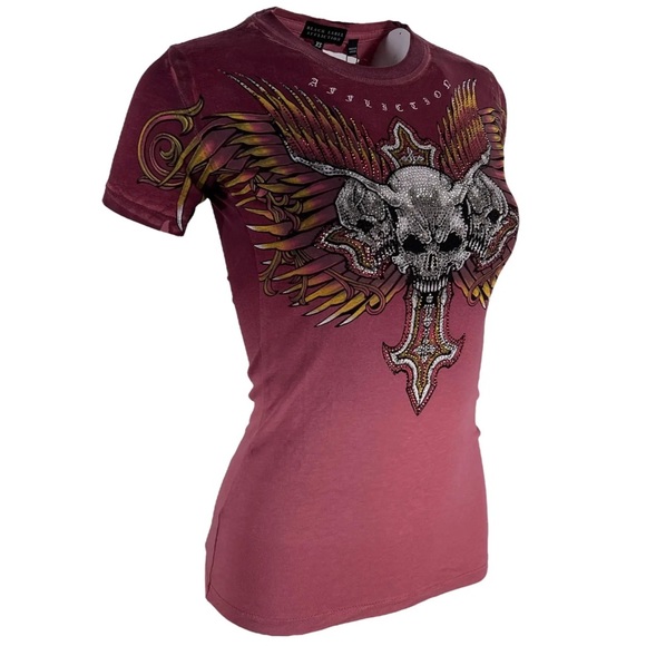 Affliction Women's T-Shirt Hyper Speed Biker Tattoo - Picture 5 of 12